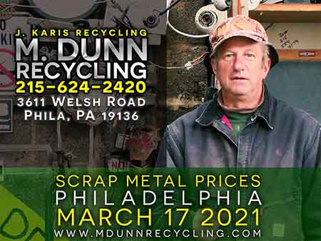 Brass Prices in Philadelphia June July 2021. M Dunn Recycling presents Scrap Metal Philadelphia. Our blog about scrap metal prices. Compared to the last couple years, Brass prices are way up. It's best to call us for a current price 215-624-2420 for prices change sometimes hourly. Plumbers and HVAC technicians, if you've been saving up your scrap. now is a good time to sell it. Prices change day by day even hour by hour so ALWAYS call for prices. 